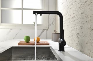 Смеситель для кухни Paulmark Serpentine Se213222-418 чёрный металлик